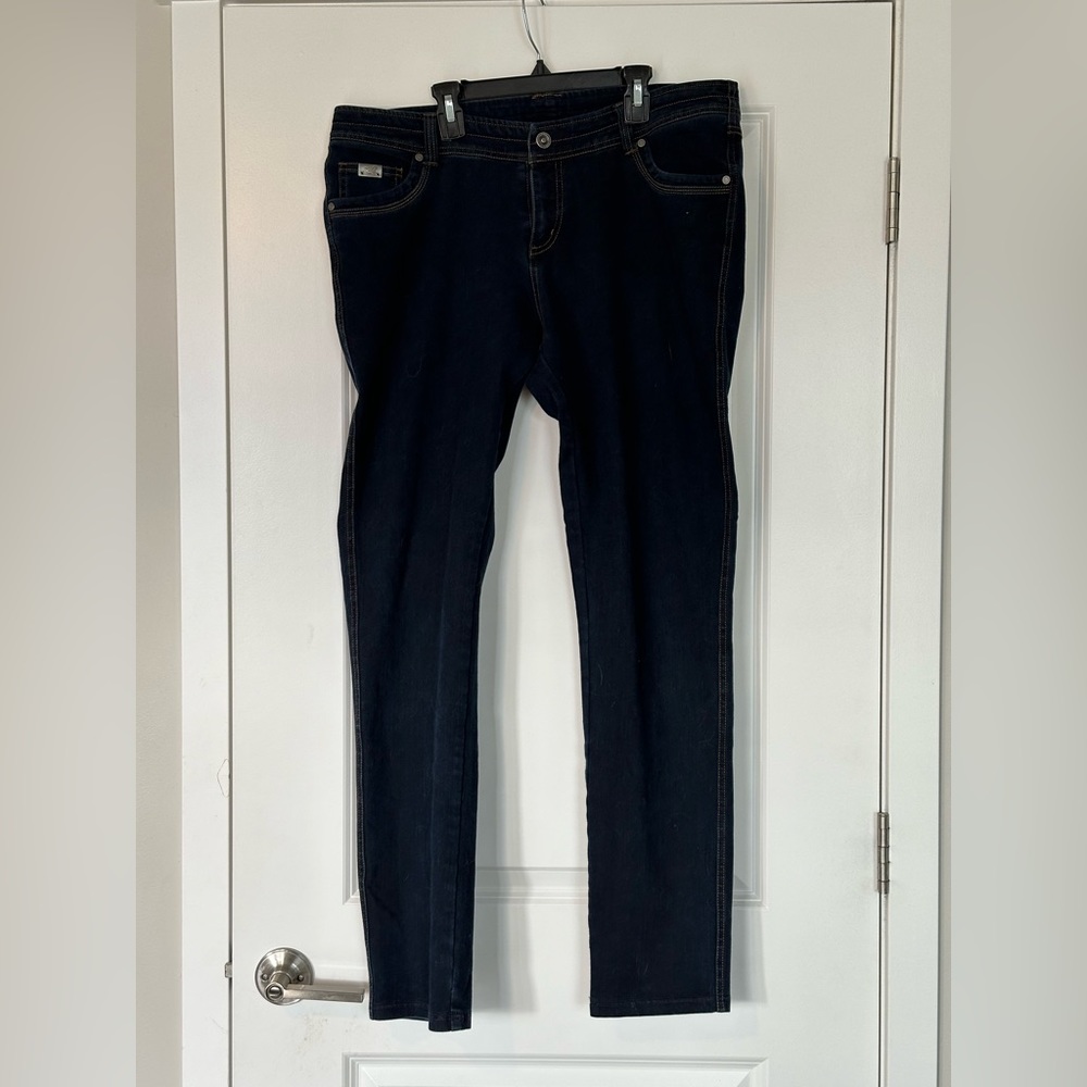 Kuhl Skinny Jeans Mid Rise Drawstring Denim Regular Fit 5 Pockets Dark Wash 16